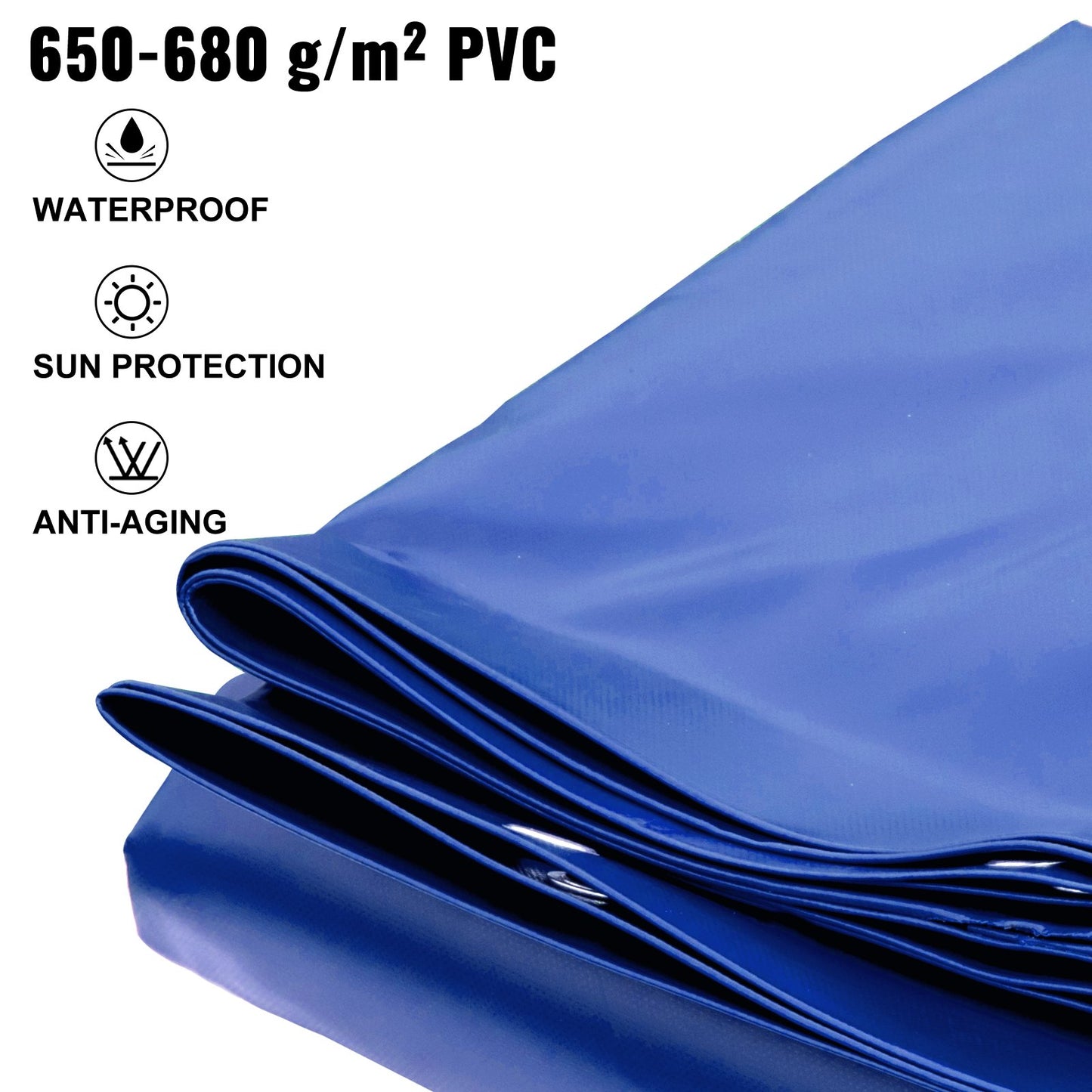 Pool Safety Cover, 13x26 ft In-ground Pool Cover, Blue PVC Pool Covers, Rectangular Safety Pool Cover Winter Pool Cover Solid Safety Pool Cover for Swimming Pool Winter Protection Cover
