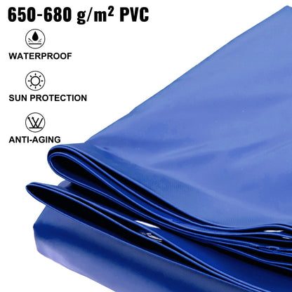 Pool Safety Cover, 13x26 ft In-ground Pool Cover, Blue PVC Pool Covers, Rectangular Safety Pool Cover Winter Pool Cover Solid Safety Pool Cover for Swimming Pool Winter Protection Cover