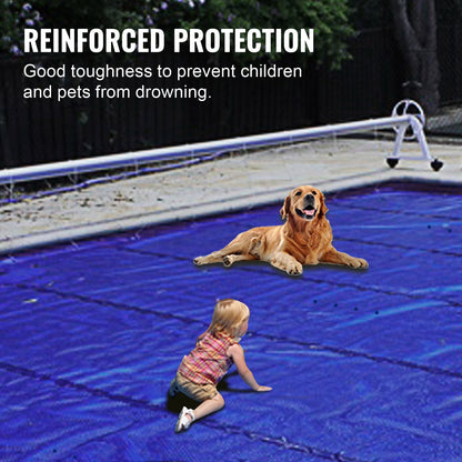 Pool Safety Cover, 13x26 ft In-ground Pool Cover, Blue PVC Pool Covers, Rectangular Safety Pool Cover Winter Pool Cover Solid Safety Pool Cover for Swimming Pool Winter Protection Cover