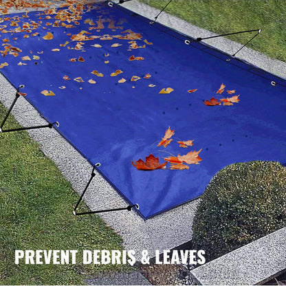 Pool Safety Cover, 13x26 ft In-ground Pool Cover, Blue PVC Pool Covers, Rectangular Safety Pool Cover Winter Pool Cover Solid Safety Pool Cover for Swimming Pool Winter Protection Cover