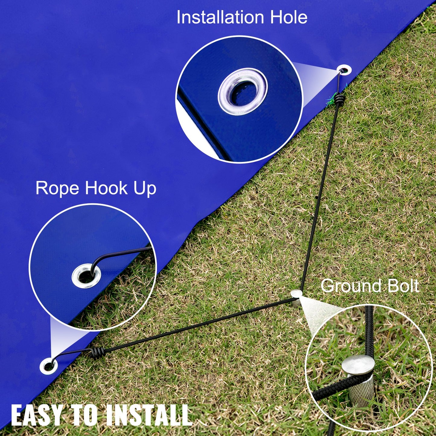 Pool Safety Cover, 13x26 ft In-ground Pool Cover, Blue PVC Pool Covers, Rectangular Safety Pool Cover Winter Pool Cover Solid Safety Pool Cover for Swimming Pool Winter Protection Cover