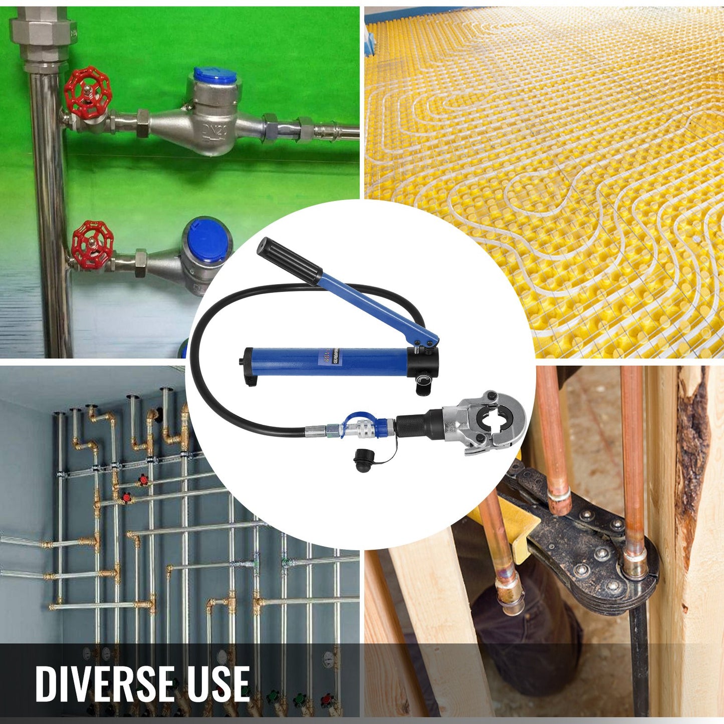 Hydraulic Crimping Tool 6T, Press Pliers 16-20-25-32MM, U-shaped/TH-Shaped Pipe Crimping Pliers, Hand-Held Press Pliers PE-X Crimping Tool for Composite Pipes PEX