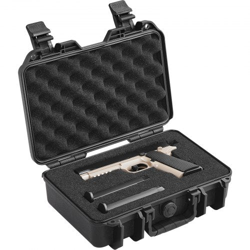 Hard Pistol Cases with Pre-cut PU Foam, Waterproof & Dustproof Hard Gun Case for 1 Pistol, 12.59×9.01×4.4 in Lockable Pistol Case, Black