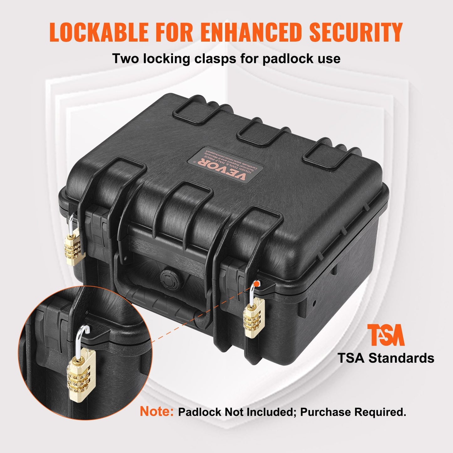 Hard Pistol Cases with Pre-cut PU Foam, Waterproof & Dustproof Hard Gun Case for 2 Pistol, 14.1×11.5×7.6 in Lockable Pistol Case, Black