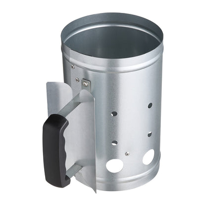 Charcoal Chimney Starter, 1.8kg Large Capacity Coal Fireplace, Heavy Duty BBQ Steel Chimney Starter for Charcoal Grill and Barbecues, Compact On-the-Go Carbon Lighter and BBQ Grill Tool, Silver