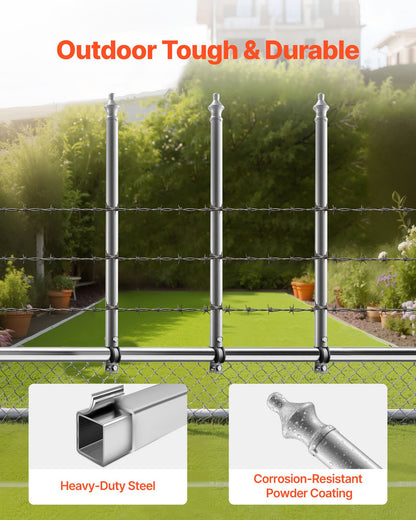 Chain Link Fence Extensions, 18 Packs 695 mm Extension Height, Galvanized Post Extender for 32 to 38 mm Top of Fence, U Bracket, Barbed Wire Extend Arm for Privacy, Prevent Dogs Jumping Out