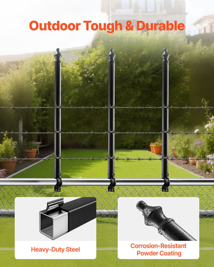 Chain Link Fence Extensions, 9 Packs 695 mm Extension Height, Galvanized Post Extender for 32 to 38 mm Top of Fence, U Bracket, Barbed Wire Extend Arm for Privacy, Prevent Dogs Jumping Out