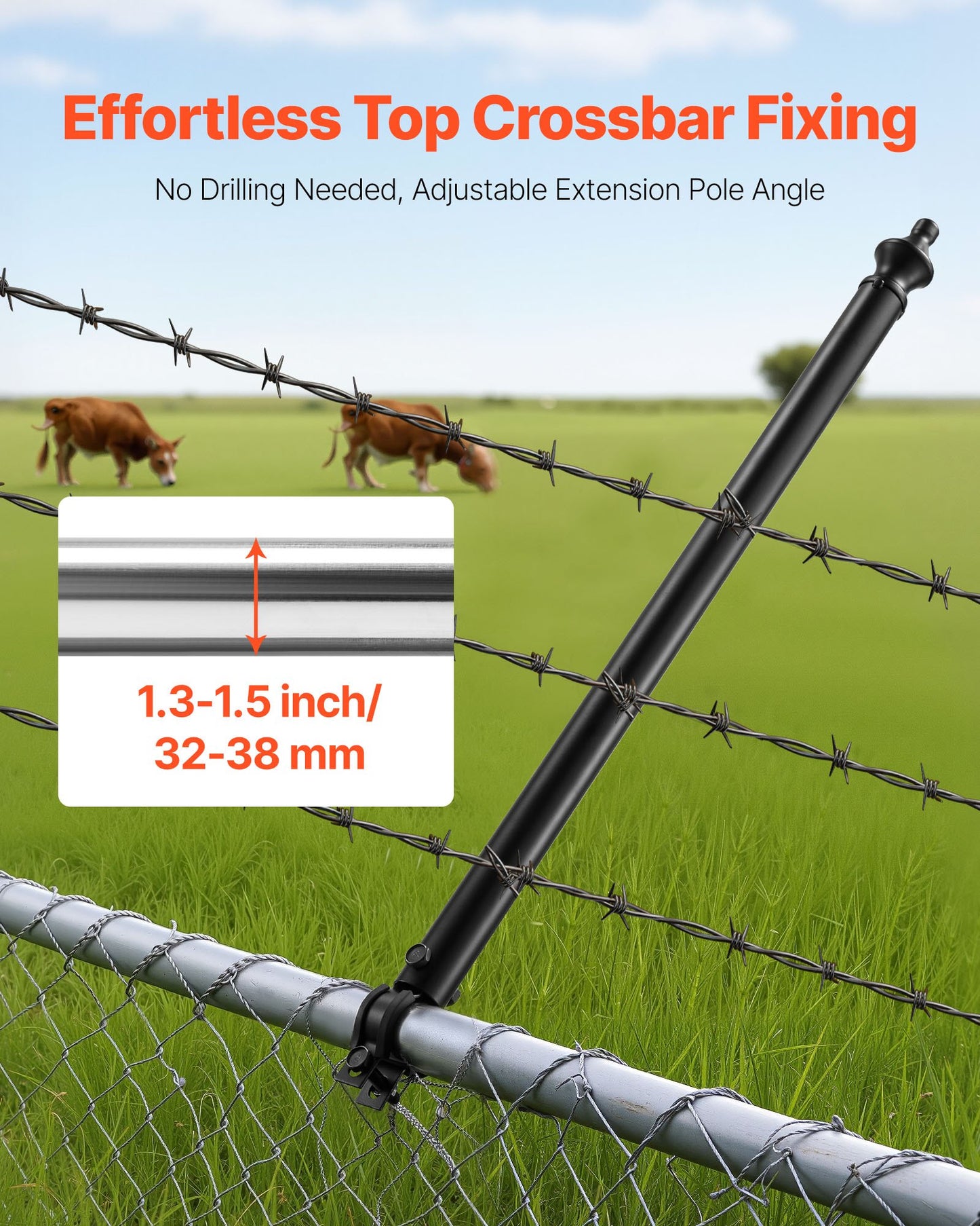 Chain Link Fence Extensions, 9 Packs 695 mm Extension Height, Galvanized Post Extender for 32 to 38 mm Top of Fence, U Bracket, Barbed Wire Extend Arm for Privacy, Prevent Dogs Jumping Out