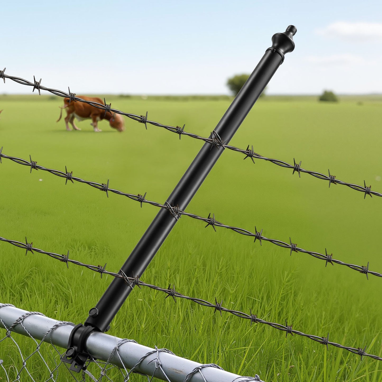 Chain Link Fence Extensions, 9 Packs 695 mm Extension Height, Galvanized Post Extender for 32 to 38 mm Top of Fence, U Bracket, Barbed Wire Extend Arm for Privacy, Prevent Dogs Jumping Out