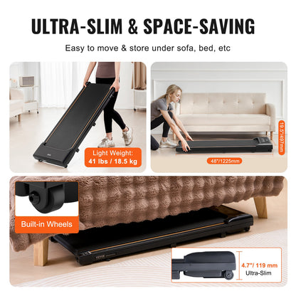 Walking Pad, Under Desk Treadmill for Home Office, Working Walking Jogging Machine, 265 Lbs Capacity 2.5HP Portable Lightweight Walking Pad, with Remote Control and LED Display