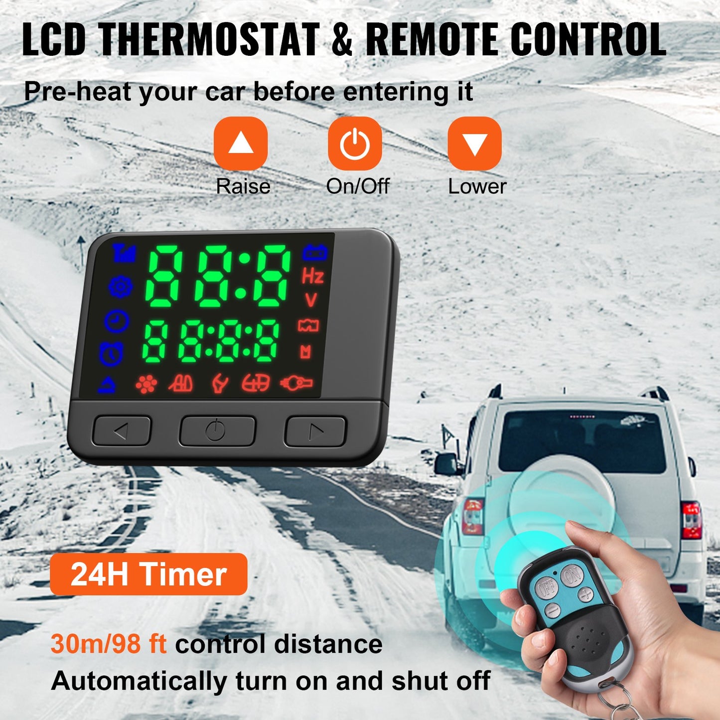 Mohana 12V 2KW Diesel Air Heater Diesel heater Parking heater Air Diesel heater with Silencer,10L tank, LCD switch for cars, buses, RVs, trucks, engineering vehicles