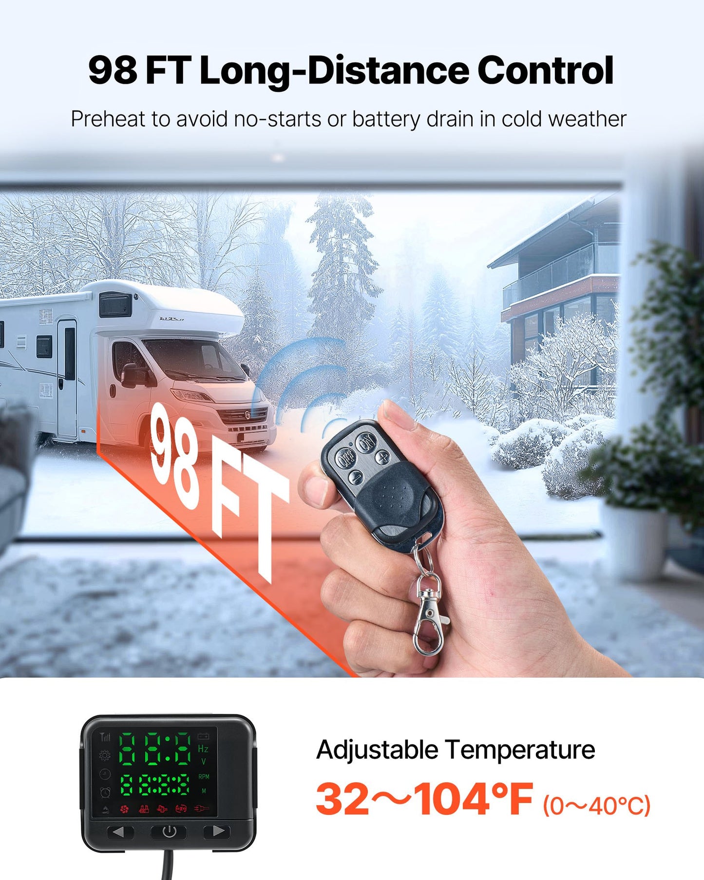 Diesel Air Heater, 12-24V 8KW, Fast Heating Diesel Parking Heater with Remote Control and Black LCD Switch, Low Noise, Pre-Heating Function, for RV, Truck, Camper, Van, Boat and Trailer