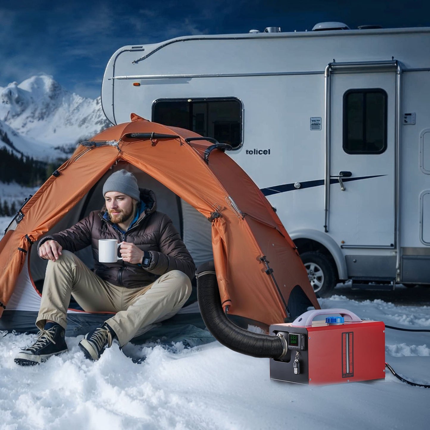 Diesel Air Heater, 12-24V 8KW, Fast Heating Diesel Parking Heater with Remote Control and Black LCD Switch, Low Noise, Pre-Heating Function, for RV, Truck, Camper, Van, Boat and Trailer