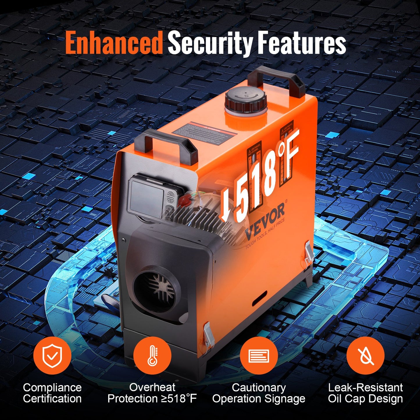 Diesel Air Heater All-in-one 12V 8KW Bluetooth App LCD for Car RV