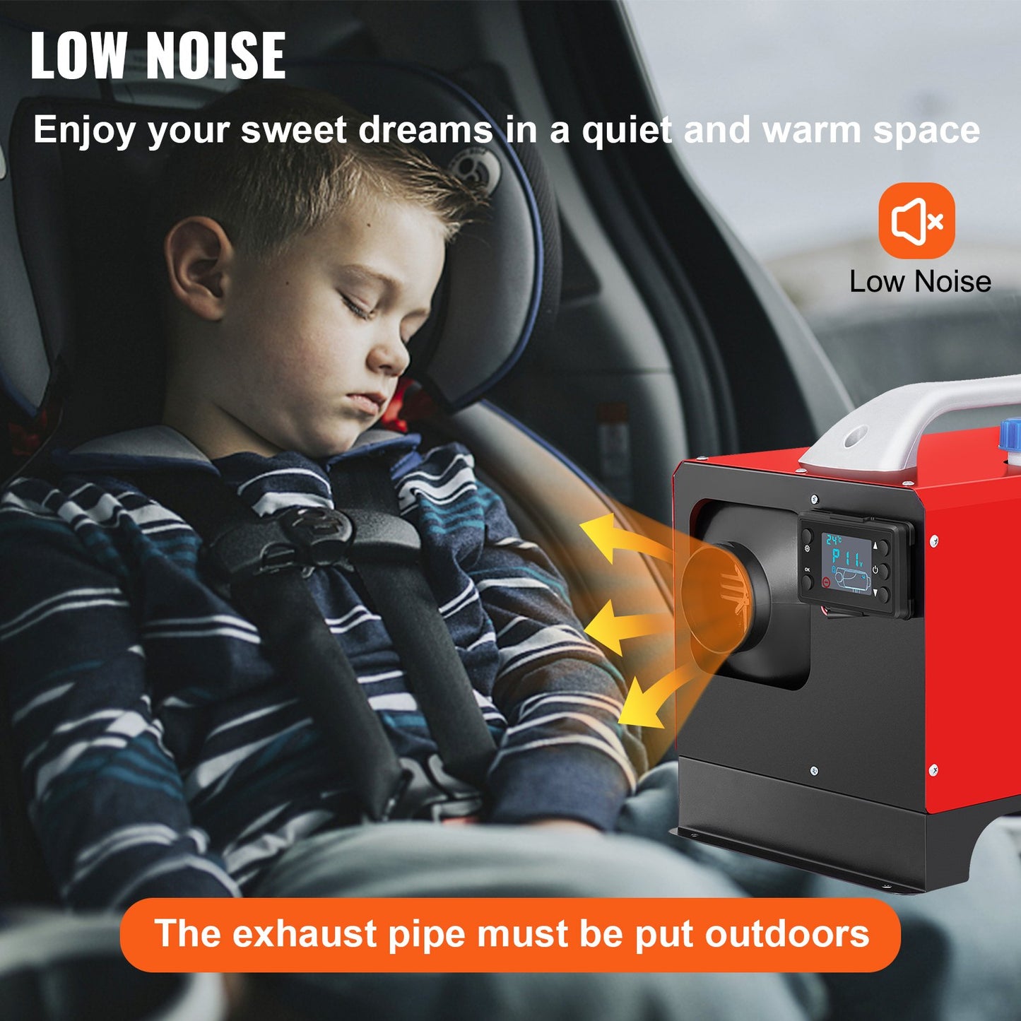 NEW Diesel Air Heater, 5KW 12V Parking Heater, Mini Truck Heater, Single Outlet Hole, with Black LCD, Remote Control, Fast Heating Diesel Heater, For RV Truck, Boat, Bus, Car Trailer, Motorhomes