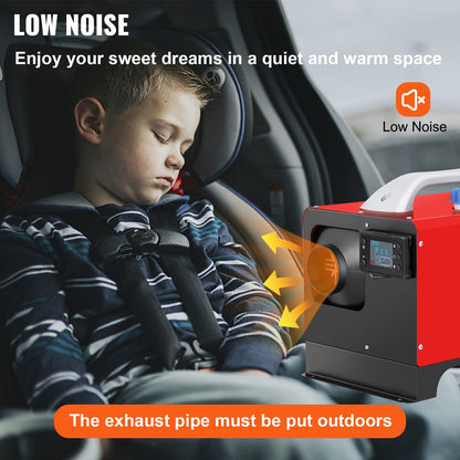 NEW Diesel Air Heater, 5KW 12V Parking Heater, Mini Truck Heater, Single Outlet Hole, with Black LCD, Remote Control, Fast Heating Diesel Heater, For RV Truck, Boat, Bus, Car Trailer, Motorhomes