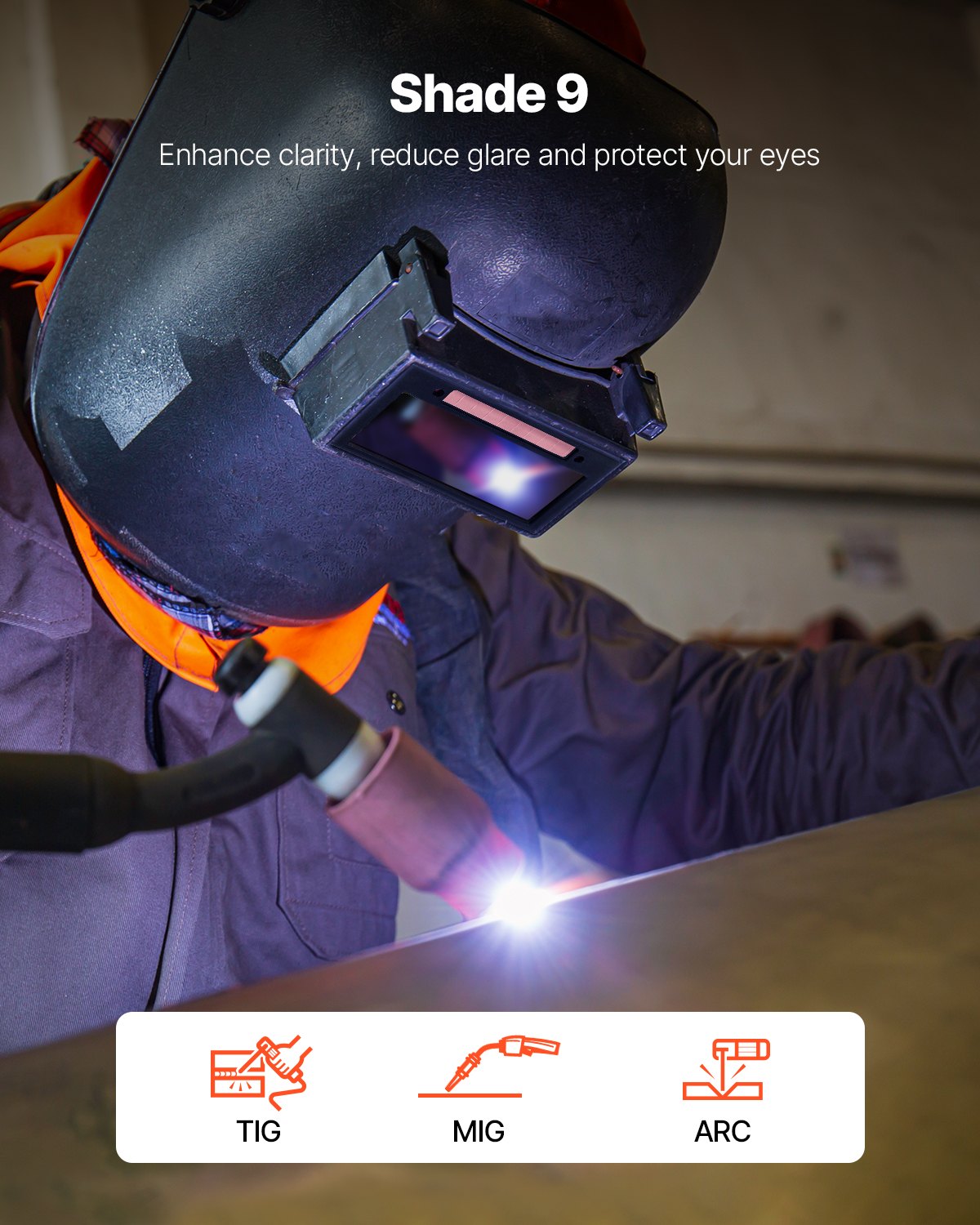 Auto Darkening Welding Lens 108 x 51 mm, Shade 9 True Color Welding Lens with Dual Arc Sensors, Compatible with Most Welding Helmets for TIG, MIG, MMA, ARC Applications