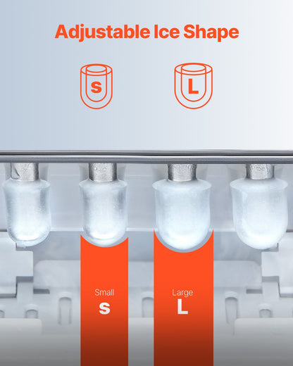 Countertop Ice Maker, 9 Cubes Ready in 6 Mins, 33lbs in 24Hrs, Self-Cleaning Portable Ice Maker with Ice Scoop and Basket, Ice Machine with 2 Sizes Bullet Ice for Home Kitchen Office Bar Party