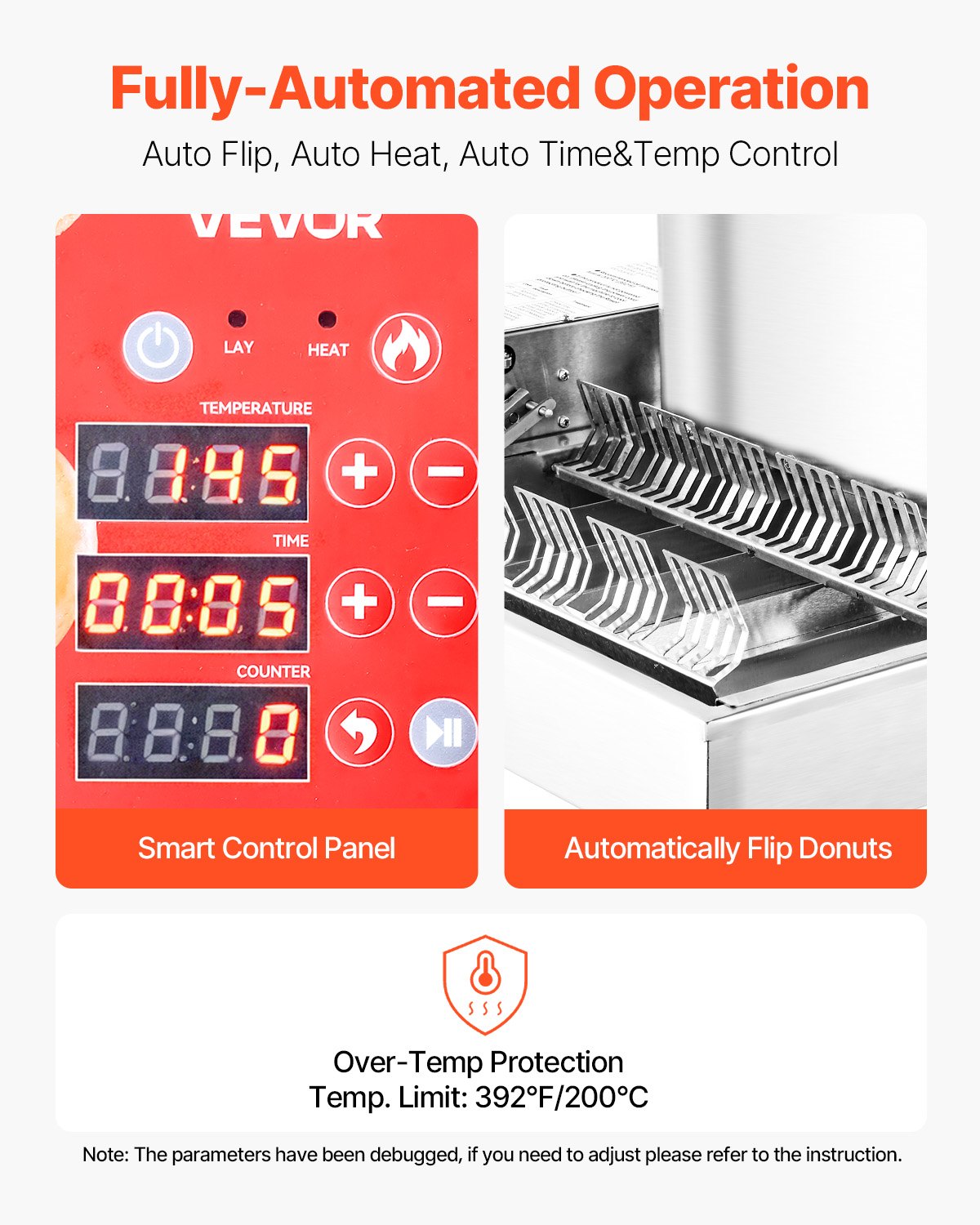Commercial Automatic Donuts Machine, 6 Rows Donuts Making Equipment, 360 pcs/hour Electric High Power Doughnut Maker, Stainless Steel Frying Auto Fryer, with Intelligent Control