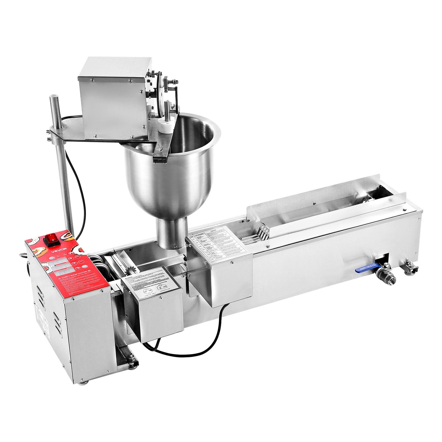 Commercial Automatic Donuts Machine, Single Row Donuts Making Equipment, 90 pcs/hour Electric High Power Doughnut Maker, Stainless Steel Frying Auto Fryer, with 3 Size Molds, Auto Counting