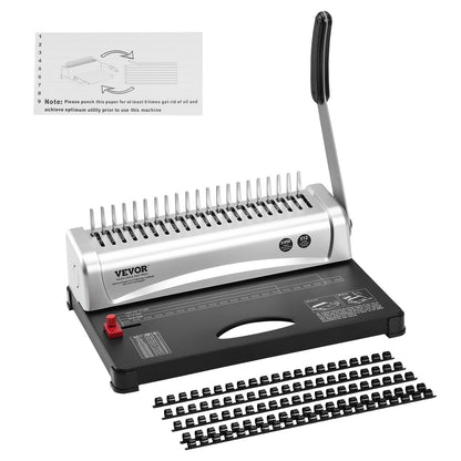 Binding Machine, Comb Binding Machine 21-Holes Binding 450 Sheets, Book Binder Machine with 100 PCS 9.53 mm Comb Binding Spines, for Letter Size, A4, A5