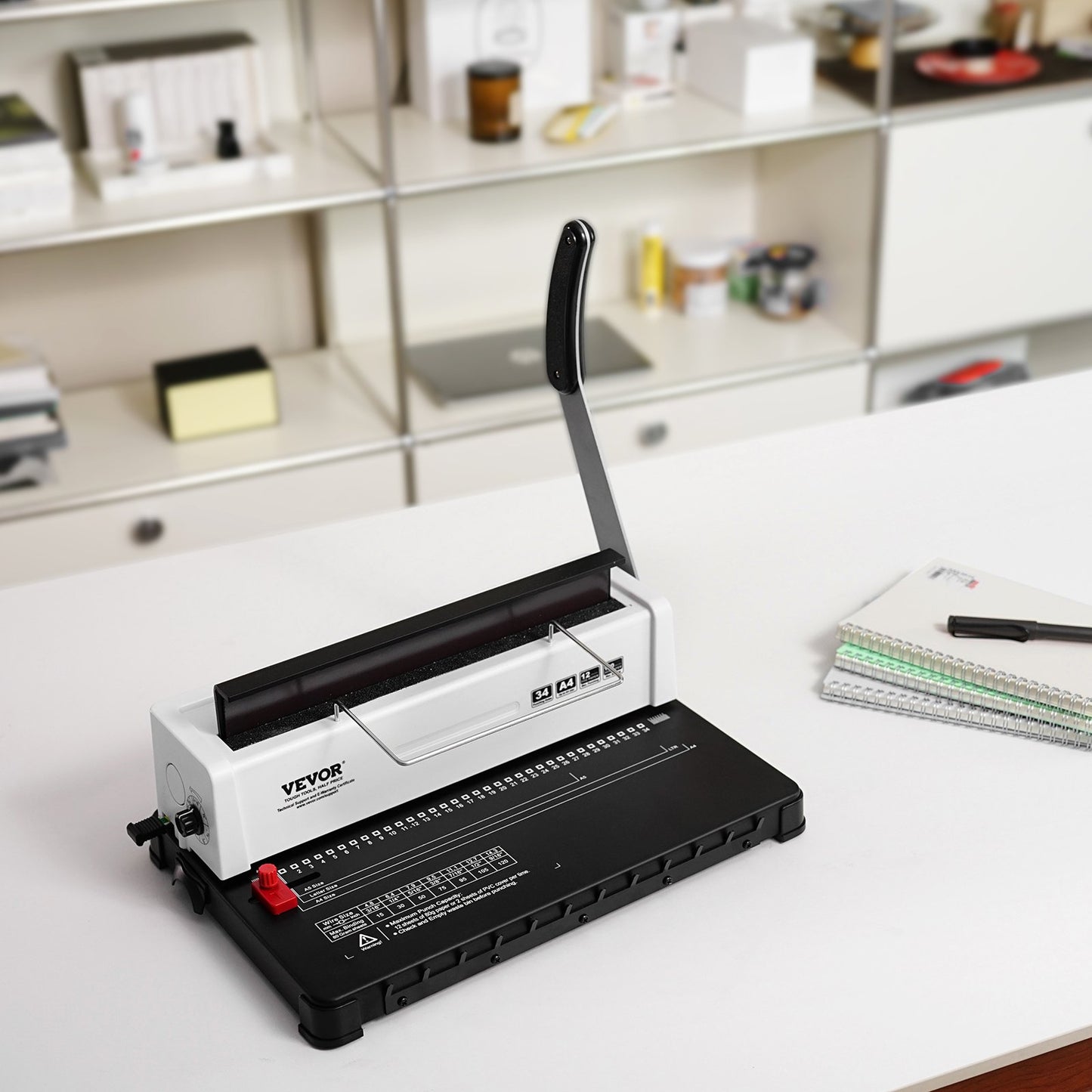 Coil Spiral Binding Machine, Manual Book Maker 34-Holes Binding 120 Sheets, Punch Binder Adjustable 4.76 mm - 14.29 mm Coil Binding Spines, for Letter Size, A4, A5.