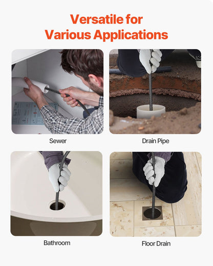 Drain Cleaner Machine Electric Drain Auger 50 FT x 1/2 In Auto Feed