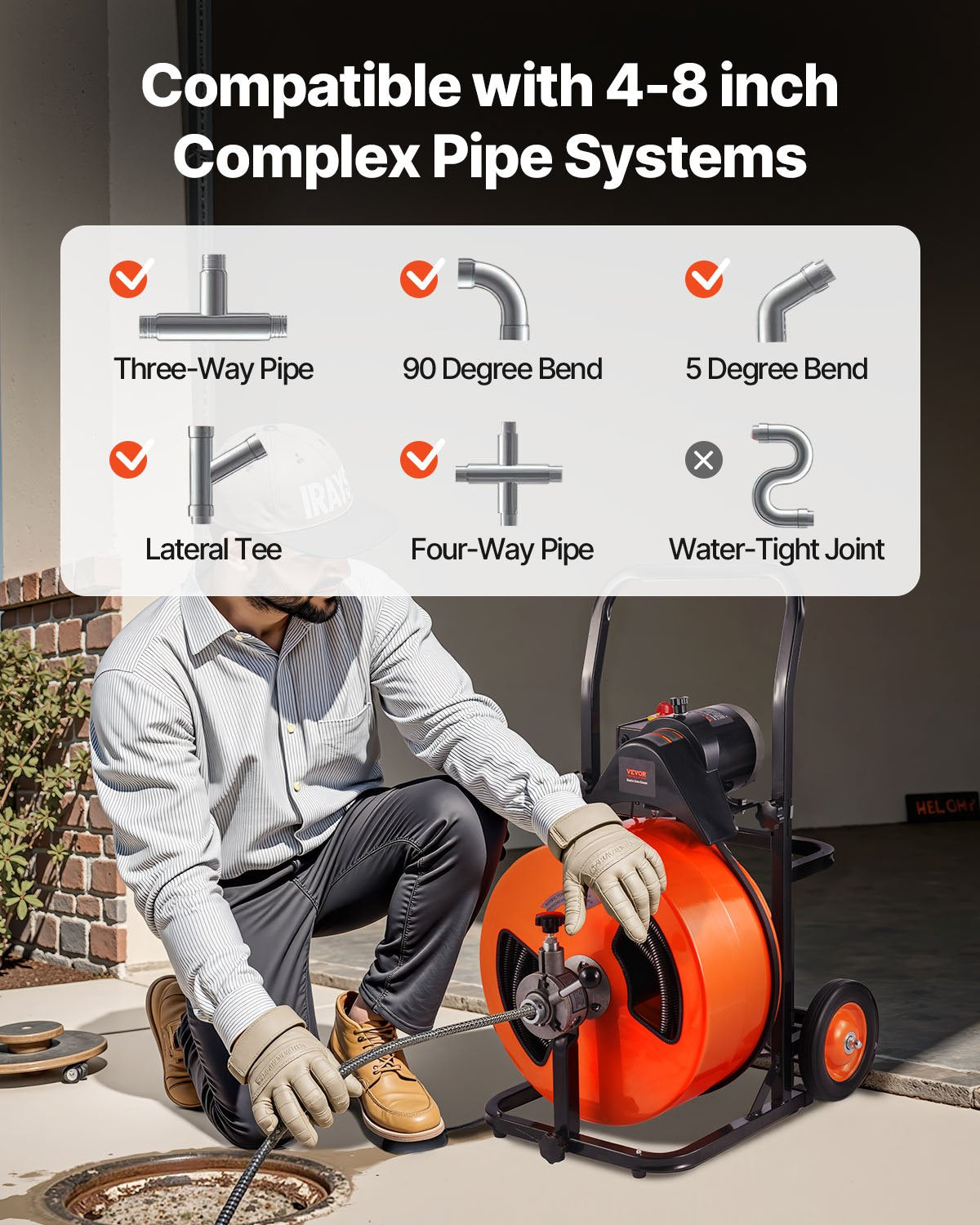 Drain Cleaner Machine Electric Drain Auger 30.5m x 19mm Auto Feed