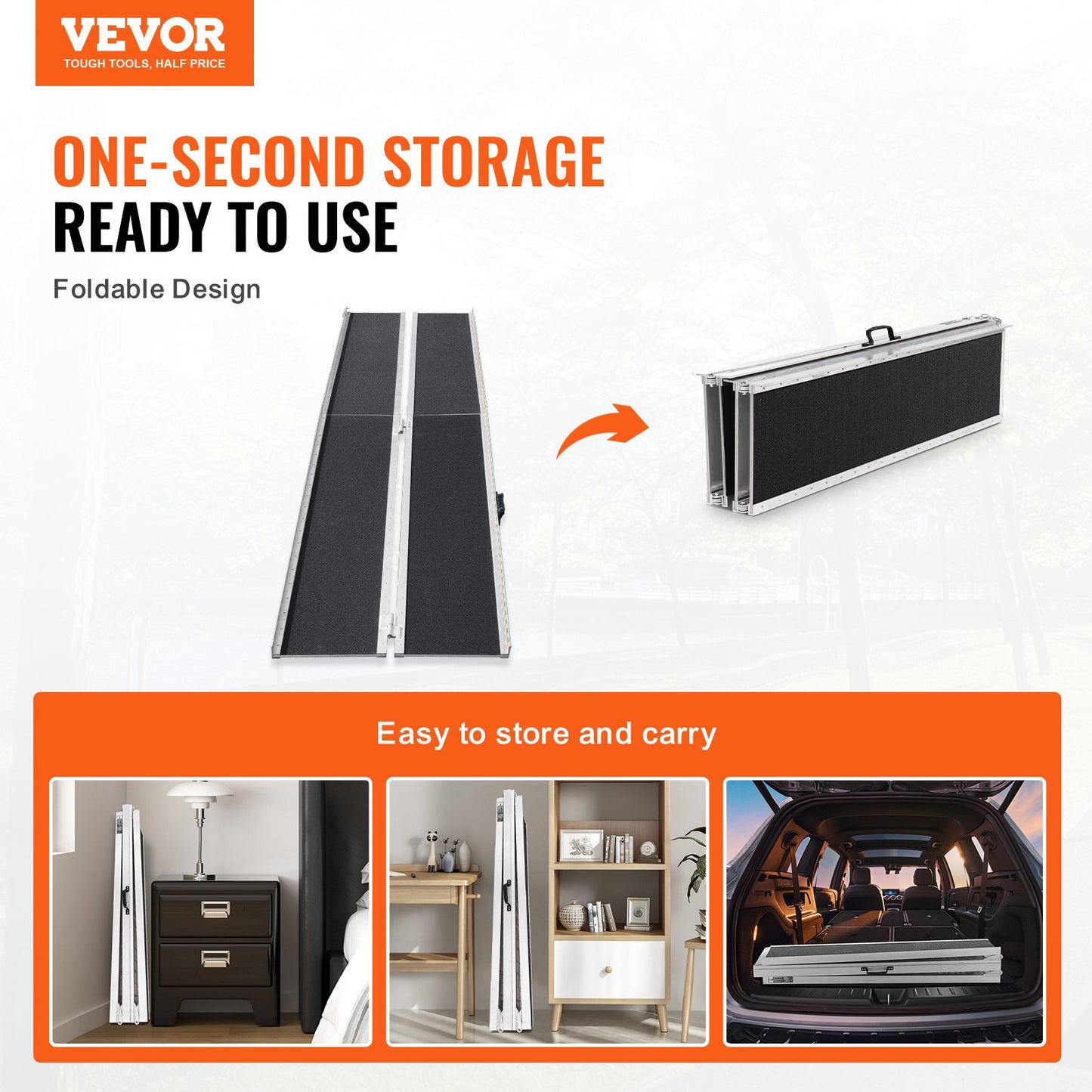 Portable Wheelchair Ramp, 304.8 cm 363 kg Capacity, Non-Slip Aluminum Folding Threshold Ramp, Foldable Mobility Scooter Ramp Wheel Chair Ramp, Handicap Ramp for Home Steps, Stairs, Doorways, Curbs