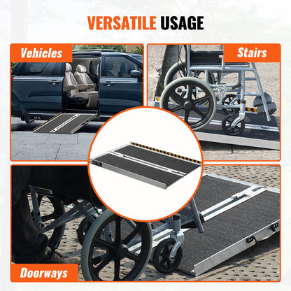 Portable Wheelchair Ramp, 91.4 cm 362.9 kg Capacity, Non-Slip Aluminum Folding Threshold Ramp, Foldable Mobility Scooter Ramp Wheel Chair Ramp, Handicap Ramp for Home Steps, Stairs, Doorways, Curbs