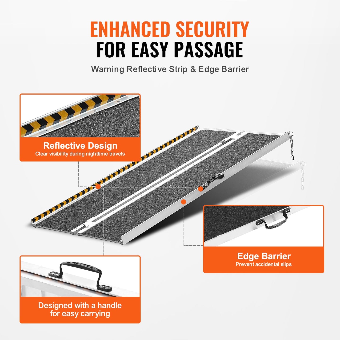 Portable Wheelchair Ramp, 152 cm 363 kg Capacity, Non-Slip Aluminum Folding Threshold Ramp, Foldable Mobility Scooter Ramp Wheel Chair Ramp, Handicap Ramp for Home Steps, Stairs, Doorways, Curbs