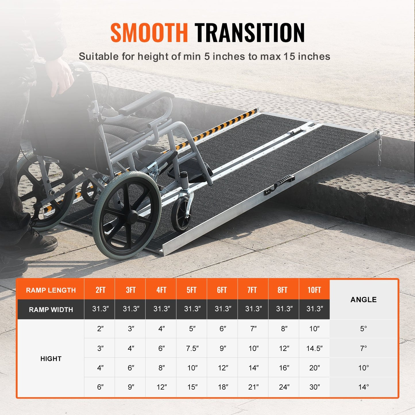 Portable Wheelchair Ramp, 152 cm 363 kg Capacity, Non-Slip Aluminum Folding Threshold Ramp, Foldable Mobility Scooter Ramp Wheel Chair Ramp, Handicap Ramp for Home Steps, Stairs, Doorways, Curbs