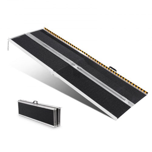 Portable Wheelchair Ramp, 243.8 cm 363 kg Capacity, Non-Slip Aluminum Folding Threshold Ramp, Foldable Mobility Scooter Ramp Wheel Chair Ramp, Handicap Ramp for Home Steps, Stairs, Doorways, Curbs