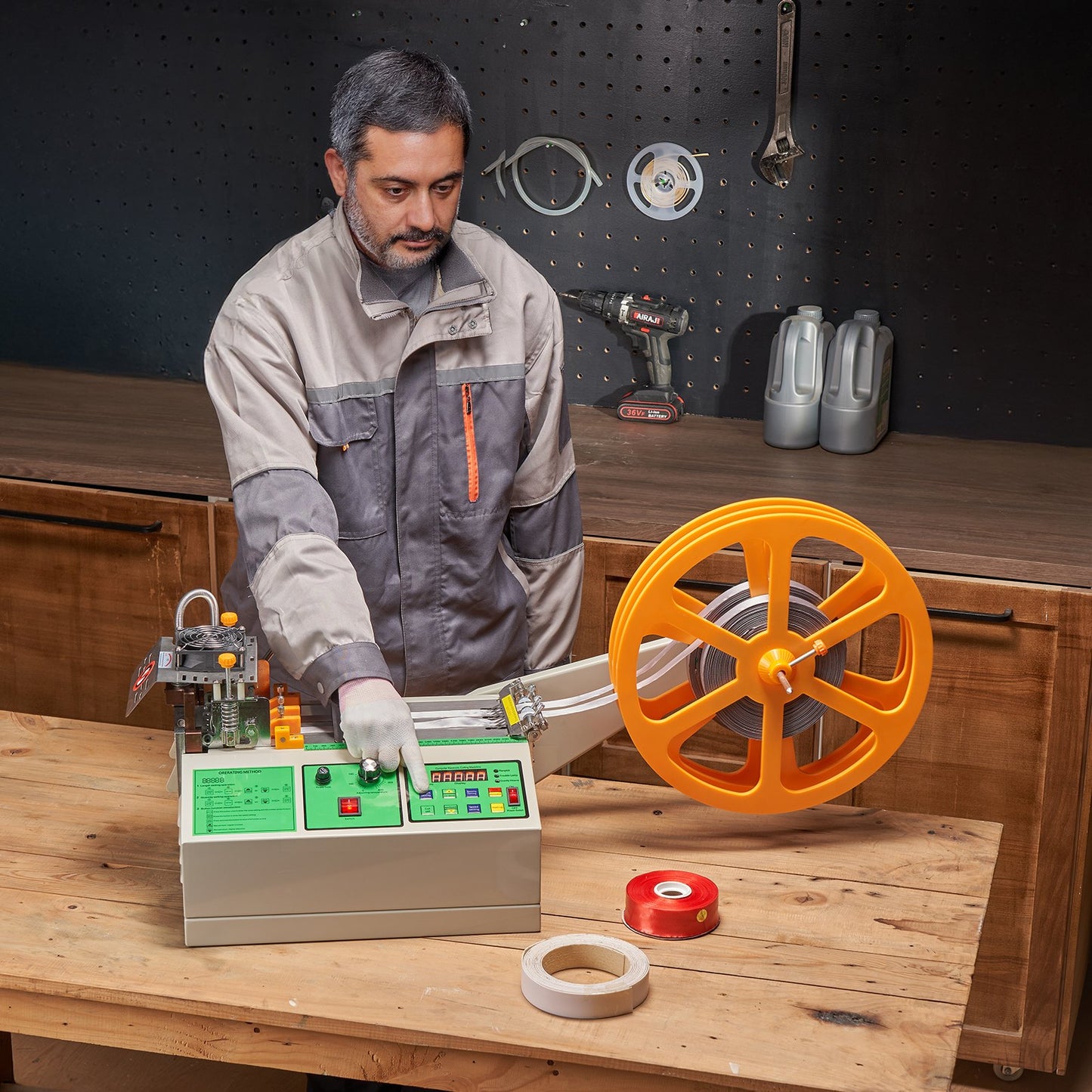 Automatic Webbing Cutting Machine, Hot and Cold Ribbon Cutting Machine with Adjustable Temperature and LCD Display, Zipper Tapes Cutter for Nylon Webbing, Elastic Bands, Shoelaces