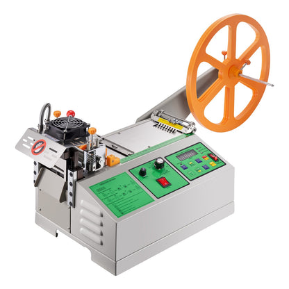 Automatic Webbing Cutting Machine, Hot and Cold Ribbon Cutting Machine with Adjustable Temperature and LCD Display, Zipper Tapes Cutter for Nylon Webbing, Elastic Bands, Shoelaces