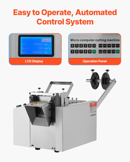 Auto Heat-Shrink Tube Cutter, Cable Pipe Cutting Machine with 1mm-85mm Cutting Width, 0.1mm-99999.9mm Length, Automatic Tube Cutter for Heat Shrink Tube, Fiberglass Tube, Cable, Yellow Wax Tubes