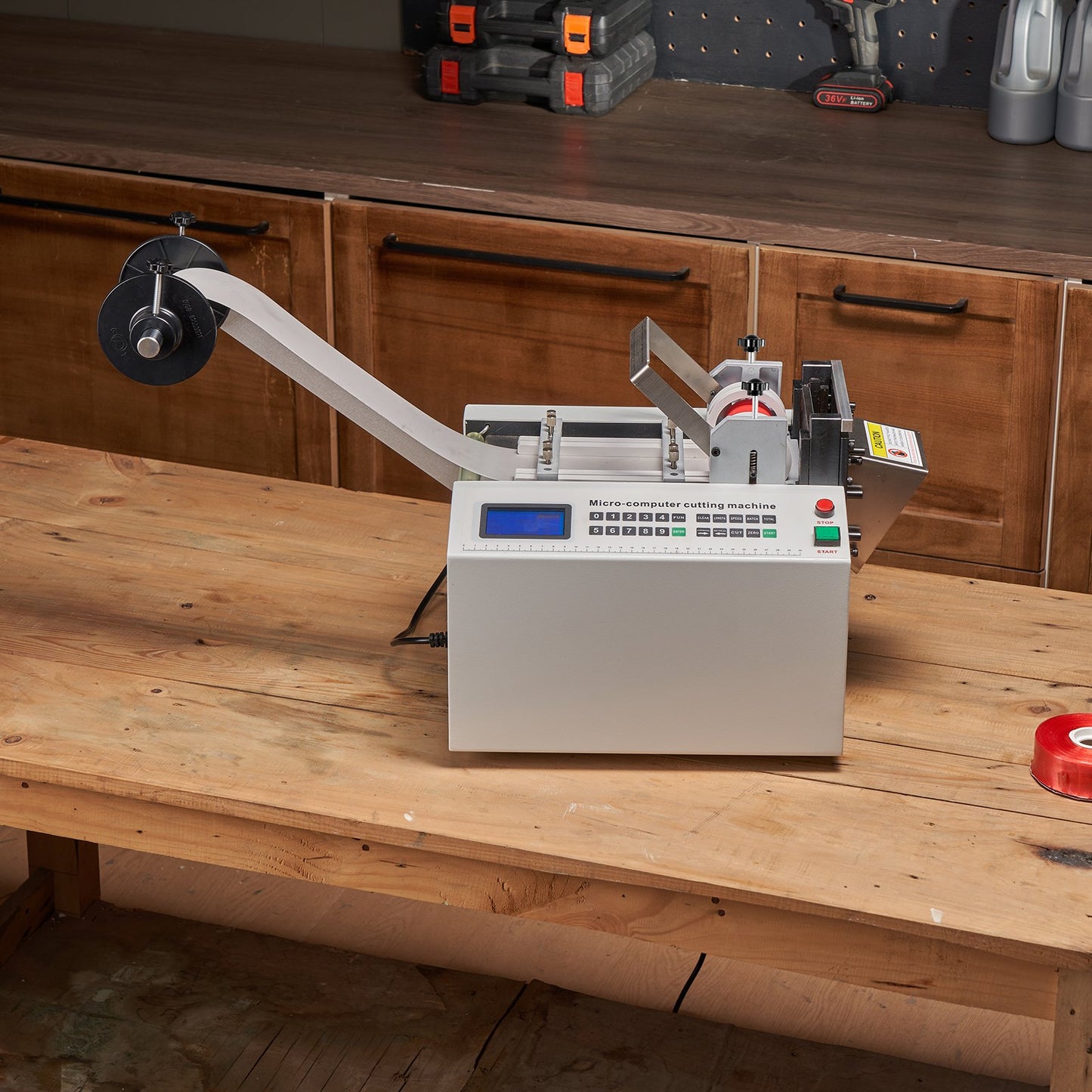 Auto Heat-Shrink Tube Cutter, Cable Pipe Cutting Machine with 1mm-85mm Cutting Width, 0.1mm-99999.9mm Length, Automatic Tube Cutter for Heat Shrink Tube, Fiberglass Tube, Cable, Yellow Wax Tubes