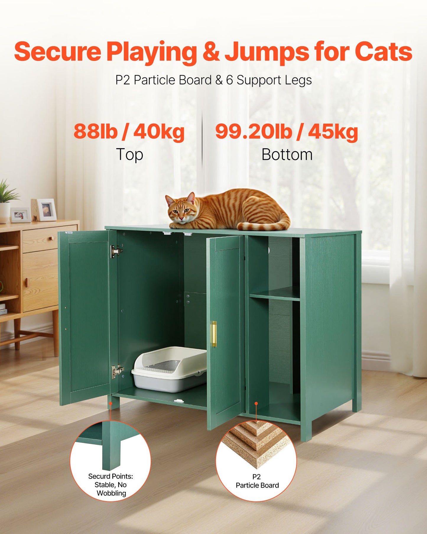 Cat Litter Robot Enclosure, 105 cm Self Cleaning Litter Box Cabinet, with Drawer & Detachable Divider, Automatic Litterbox Enclosure with Built-in Power Outlet, Fits Most Smart Litterboxes