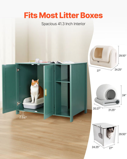 Cat Litter Robot Enclosure, 105 cm Self Cleaning Litter Box Cabinet, with Drawer & Detachable Divider, Automatic Litterbox Enclosure with Built-in Power Outlet, Fits Most Smart Litterboxes