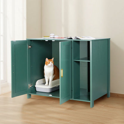 Cat Litter Robot Enclosure, 105 cm Self Cleaning Litter Box Cabinet, with Drawer & Detachable Divider, Automatic Litterbox Enclosure with Built-in Power Outlet, Fits Most Smart Litterboxes