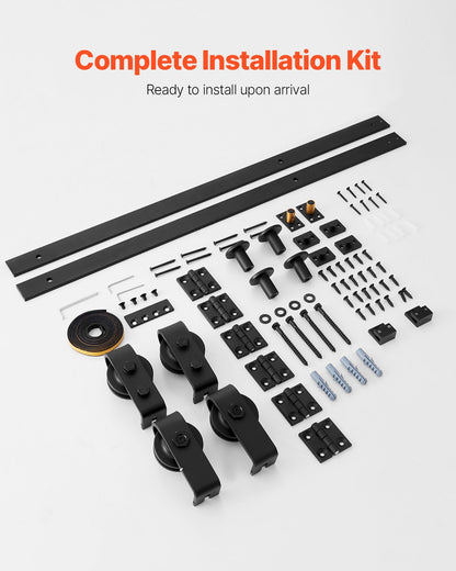Bi-Folding Sliding Barn Door Hardware Track Kit, 52" Top Mount Track Kit, Slide Smoothly & Quietly, Heavy Duty, Easy to Install, Suitable for Four 12" Closet Pantry Laundry Doors (Not Included)
