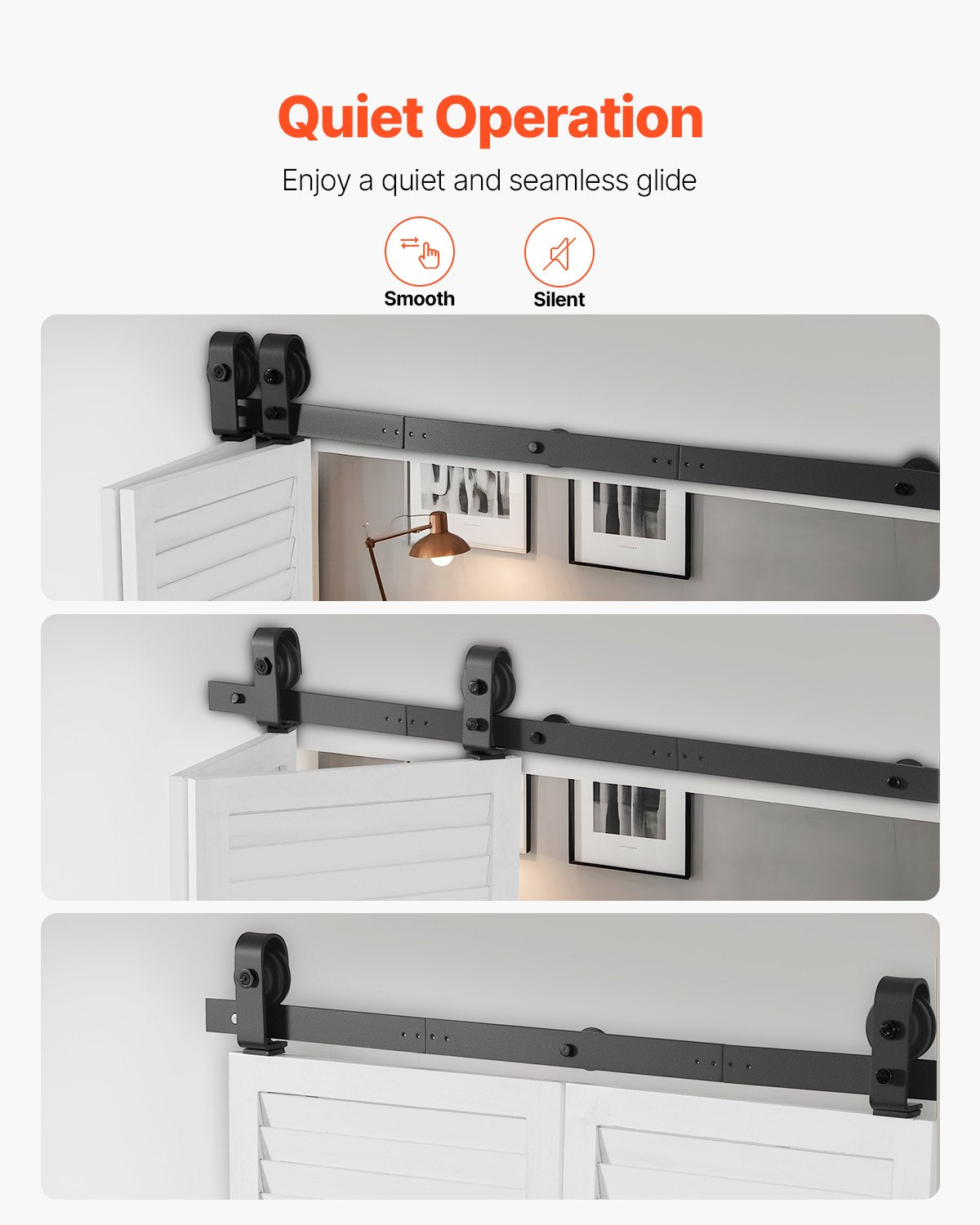 Bi-Folding Sliding Barn Door Hardware Track Kit, 40" Top Mount Track Kit, Slide Smoothly & Quietly, Heavy Duty, Easy to Install, Suitable for Two 18" Closet Pantry Laundry Doors (Not Included)