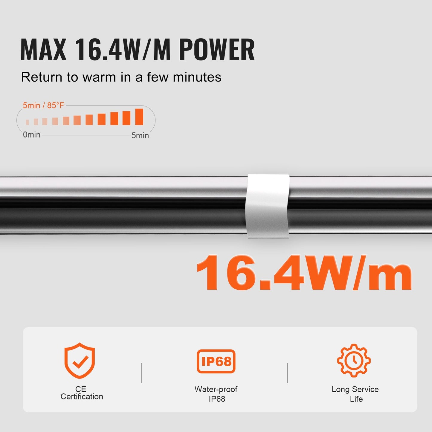 Selbstregulierendes Rohrheizkabel, 24,4 m, 16,4 W/m Heizband zum Schutz von Rohren vor Frost, Wasserrohrheizkabel mit eingebautem Thermostat schützt PVC-Schläuche, Metall- und Kunststoffrohre vor dem Einfrieren