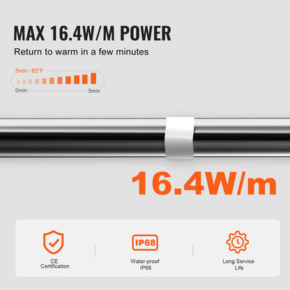 Selbstregulierendes Rohrheizkabel, 24,4 m, 16,4 W/m Heizband zum Schutz von Rohren vor Frost, Wasserrohrheizkabel mit eingebautem Thermostat schützt PVC-Schläuche, Metall- und Kunststoffrohre vor dem Einfrieren