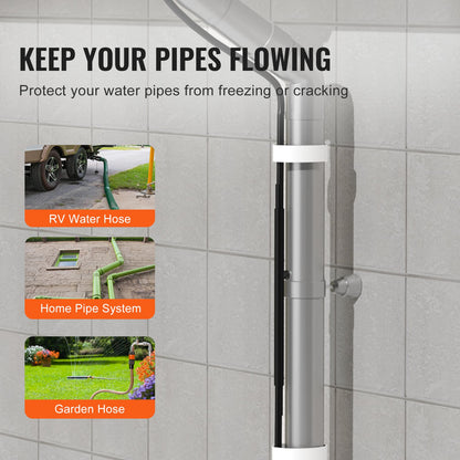 Selbstregulierendes Rohrheizkabel, 24,4 m, 16,4 W/m Heizband zum Schutz von Rohren vor Frost, Wasserrohrheizkabel mit eingebautem Thermostat schützt PVC-Schläuche, Metall- und Kunststoffrohre vor dem Einfrieren