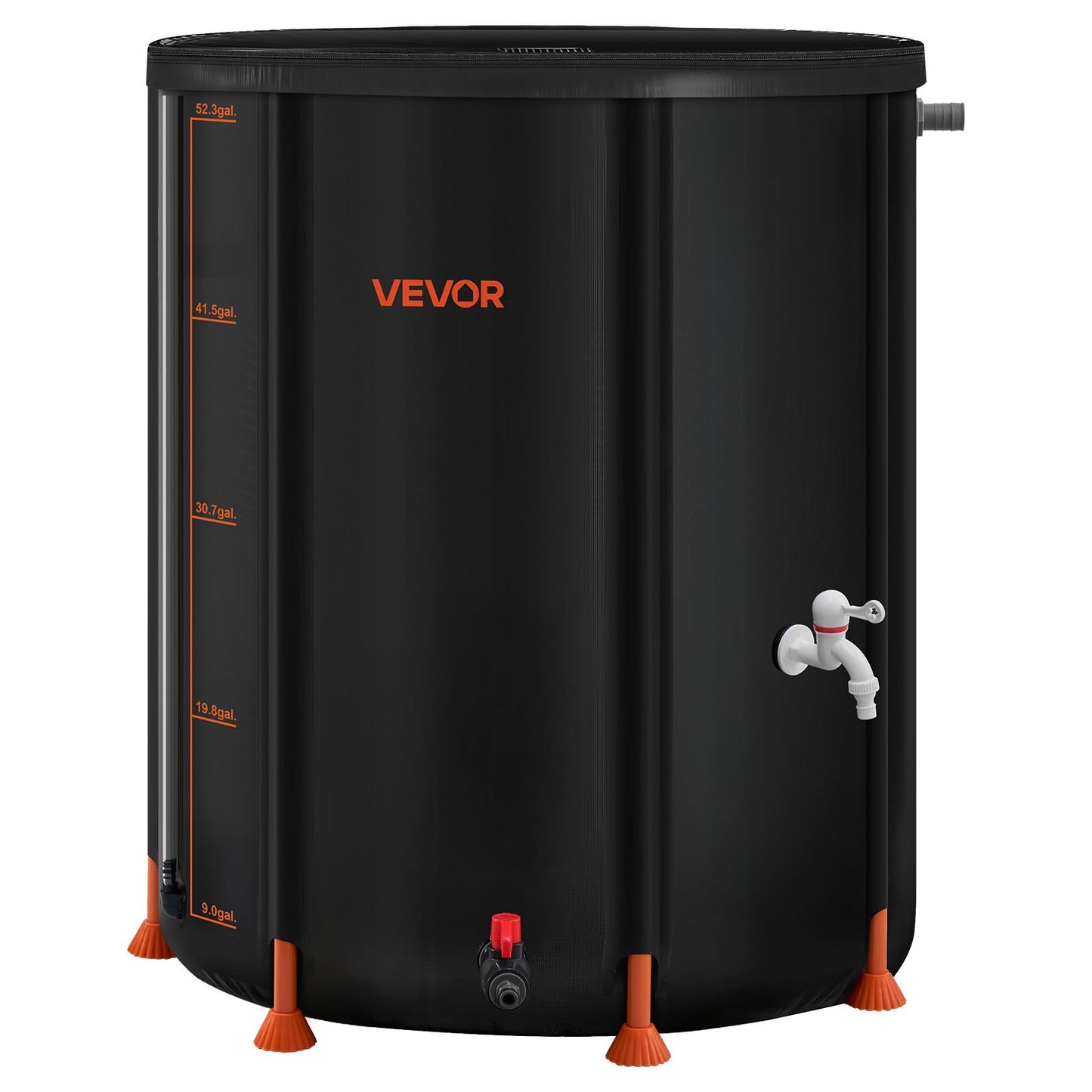 Collapsible Rain Barrel, 201 L Portable Rain Water Collection Barrel, 1000D PVC Rainwater Collection System, Garden Water Catcher Tank Storage Container with Spigot & Overflow Kit, Black