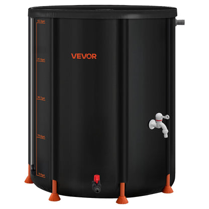 Collapsible Rain Barrel, 201 L Portable Rain Water Collection Barrel, 1000D PVC Rainwater Collection System, Garden Water Catcher Tank Storage Container with Spigot & Overflow Kit, Black