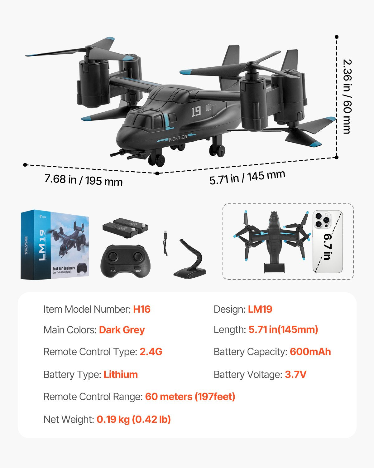 RC Helicopter, 2.4GHz Remote Control Helicopter with Gyro, 4-Channel RC Airplane for Beginner, Wing Lights & One-Key Takeoff/Landing, Flying Plane Toys for Kids Ages 8 and up