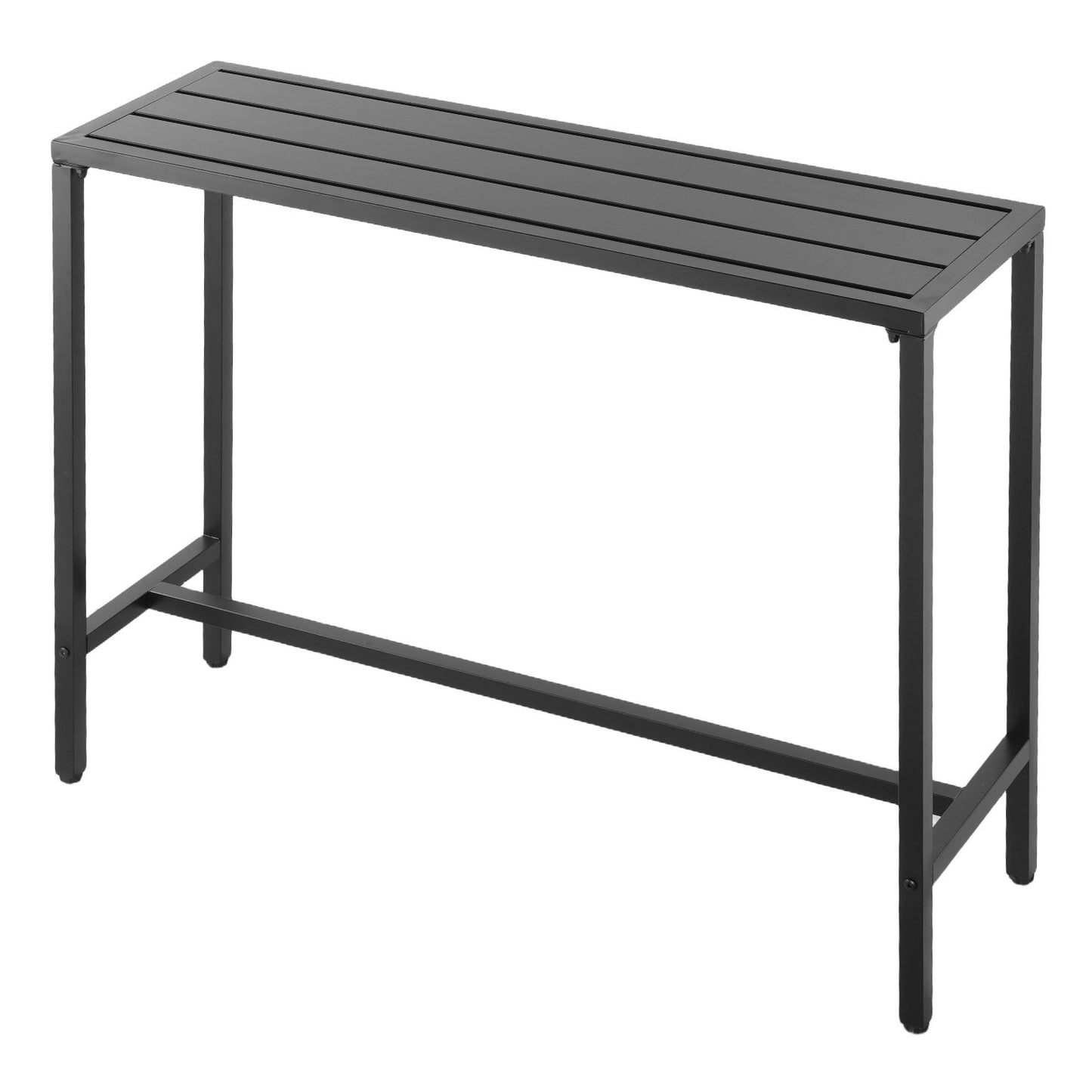 Outdoor Bar Table, 120 x 37.5 cm Patio Bar Table, Waterproof Top & Sturdy Metal Frame, Rectangle Counter Height Dining Tables, Outdoor Furniture for Balcony, Yard, Hot Tub, Poolside, Indoor