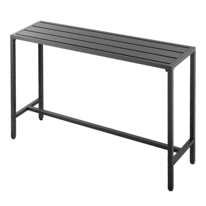 Gartentisch, 140 x 37,5 cm, wasserfeste Tischplatte und robustes Metallgestell, rechteckiger Stehtisch, Gartenmöbel für Balkon, Terrasse, Whirlpool, Poolbereich und Innenbereich